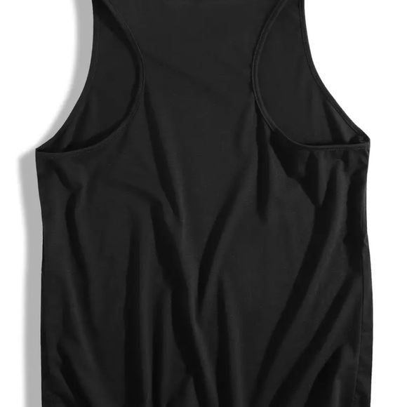 Black Sleeveless Top with Purple Print - Picture 3 of 6